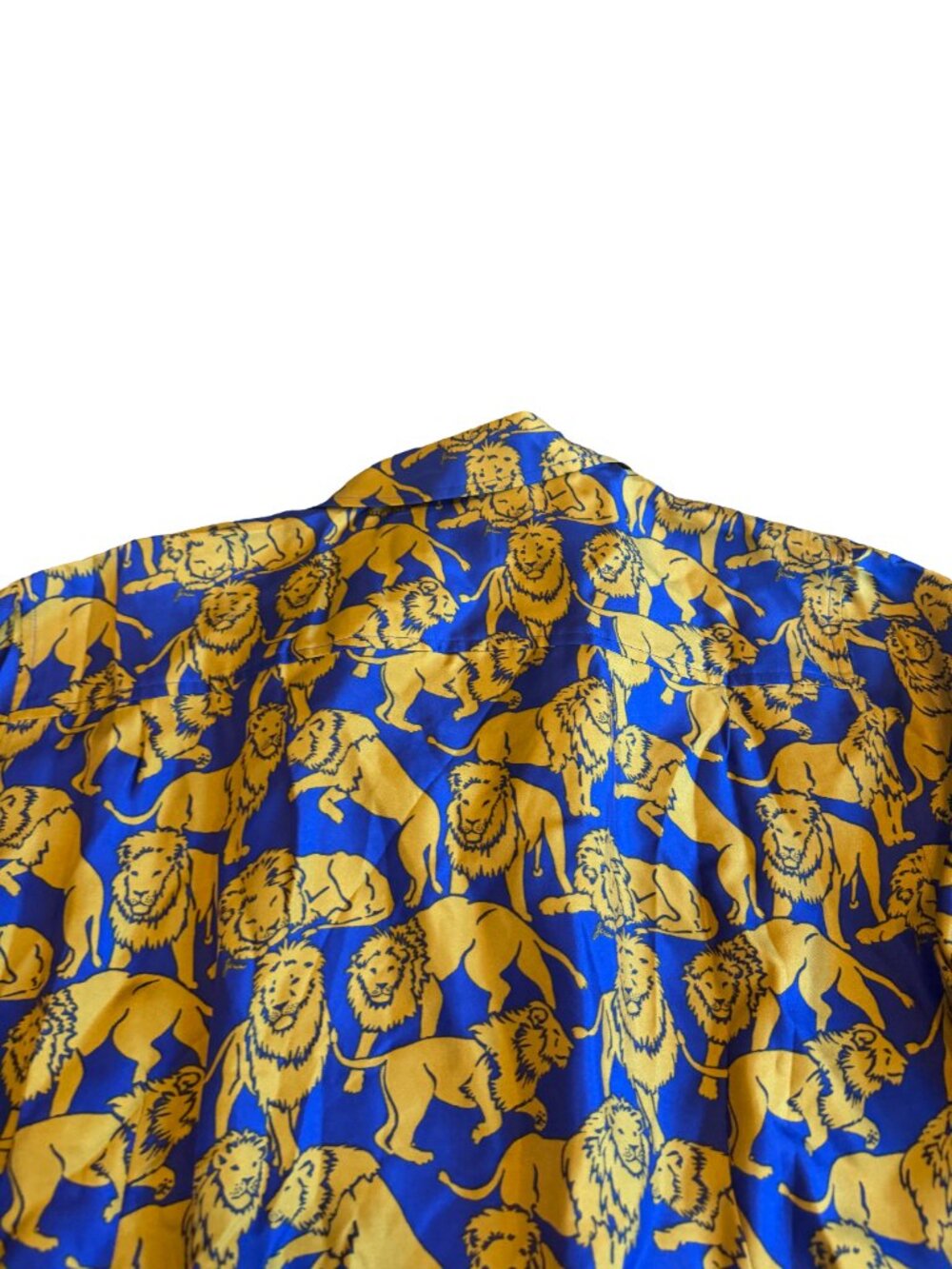 J. Crew Collection Blue Gold Lion Print Silk Shirt Blouse Size 18 Women's NWT - Picture 9 of 14